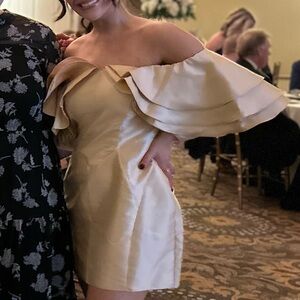 Elegant Gold Off-Shoulder Dress ASOS